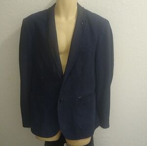 Zara Man Navy Blue Single Breasted Jacket